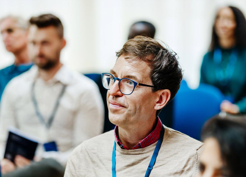 A student listen to a training session